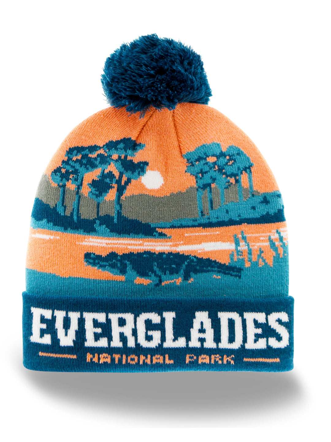 Everglades National Park Beanie Winter Knit Hat with Pom Pom Alligator Souvenir