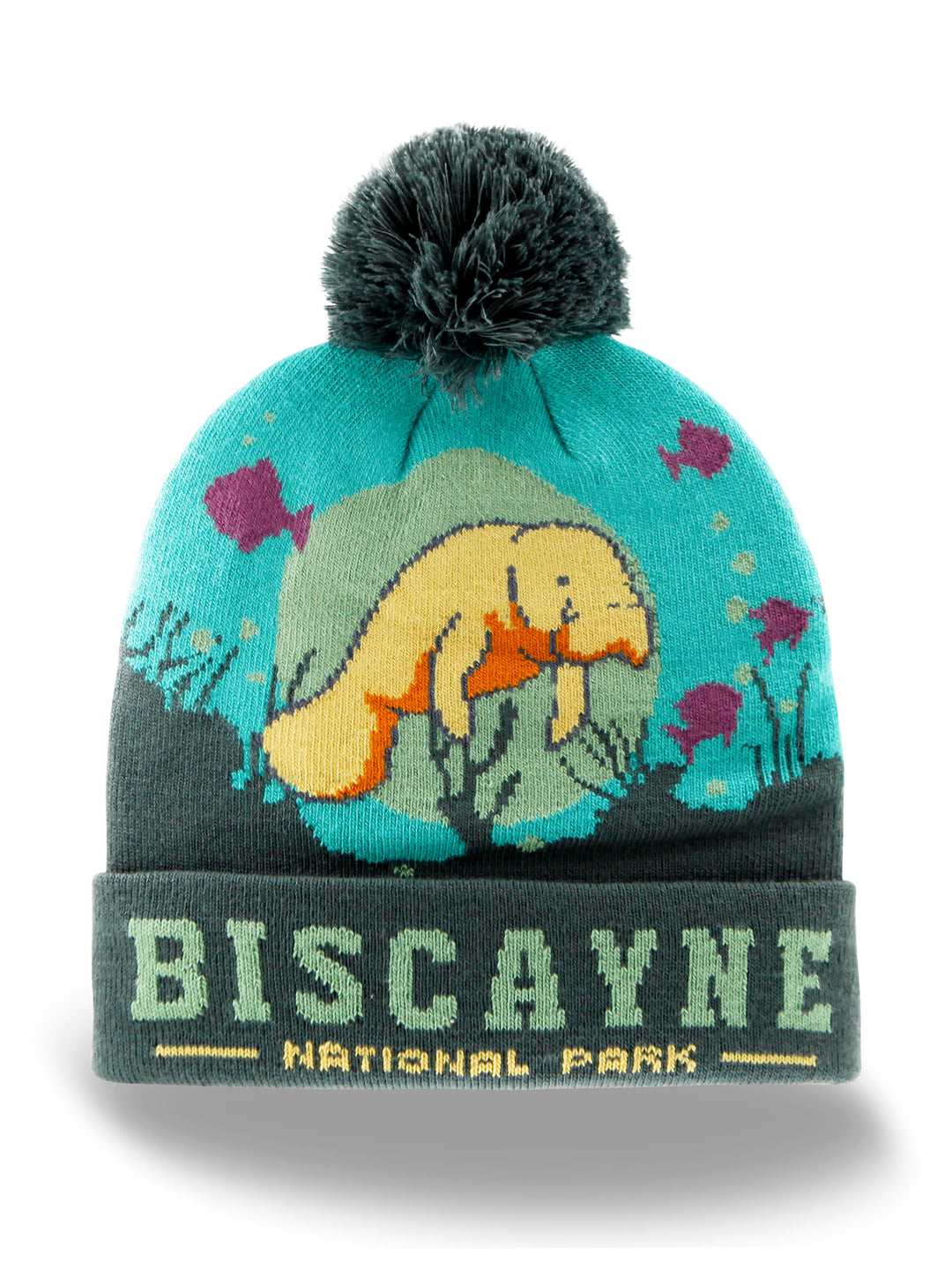 Biscayne National Park Beanie Hat Winter Knit Pom Pom Manatee Ocean Souvenir