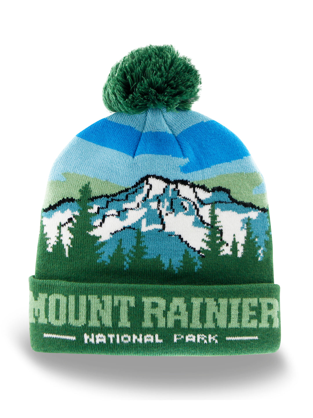 Mount Rainier National Park Beanie Winter Knit Hat with Pom Pom Warm Souvenir