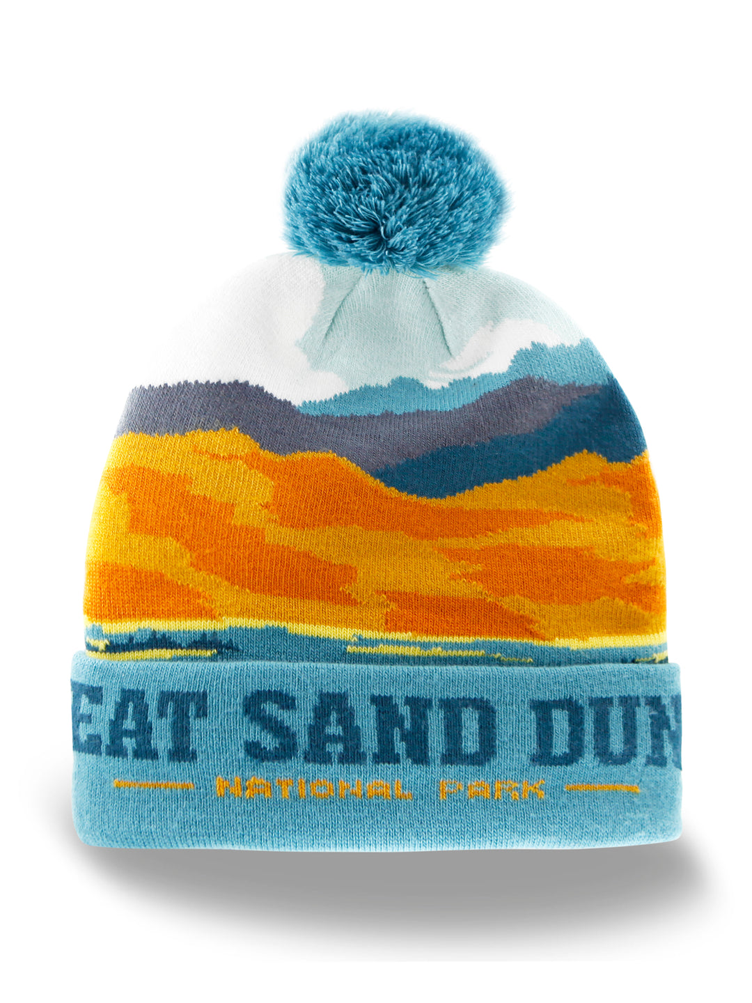 Great Sand Dunes National Park Beanie Hat with Desert Mountain Pom