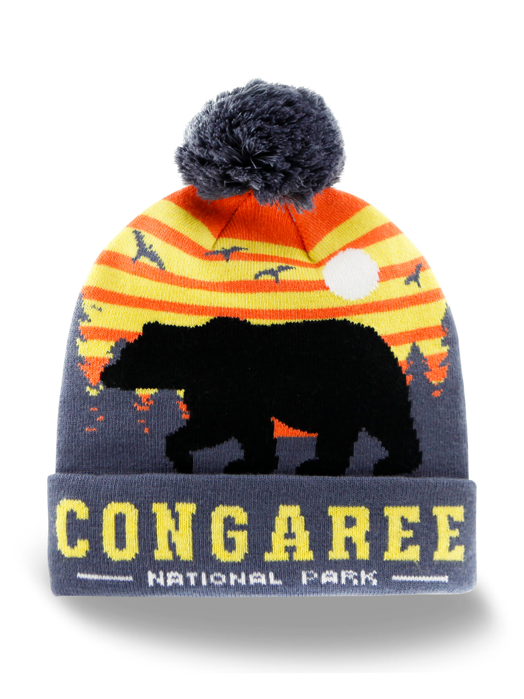 Congaree National Park Beanie Hat Winter Knit Pom Cap Bear Sunset Outdoor Souvenir