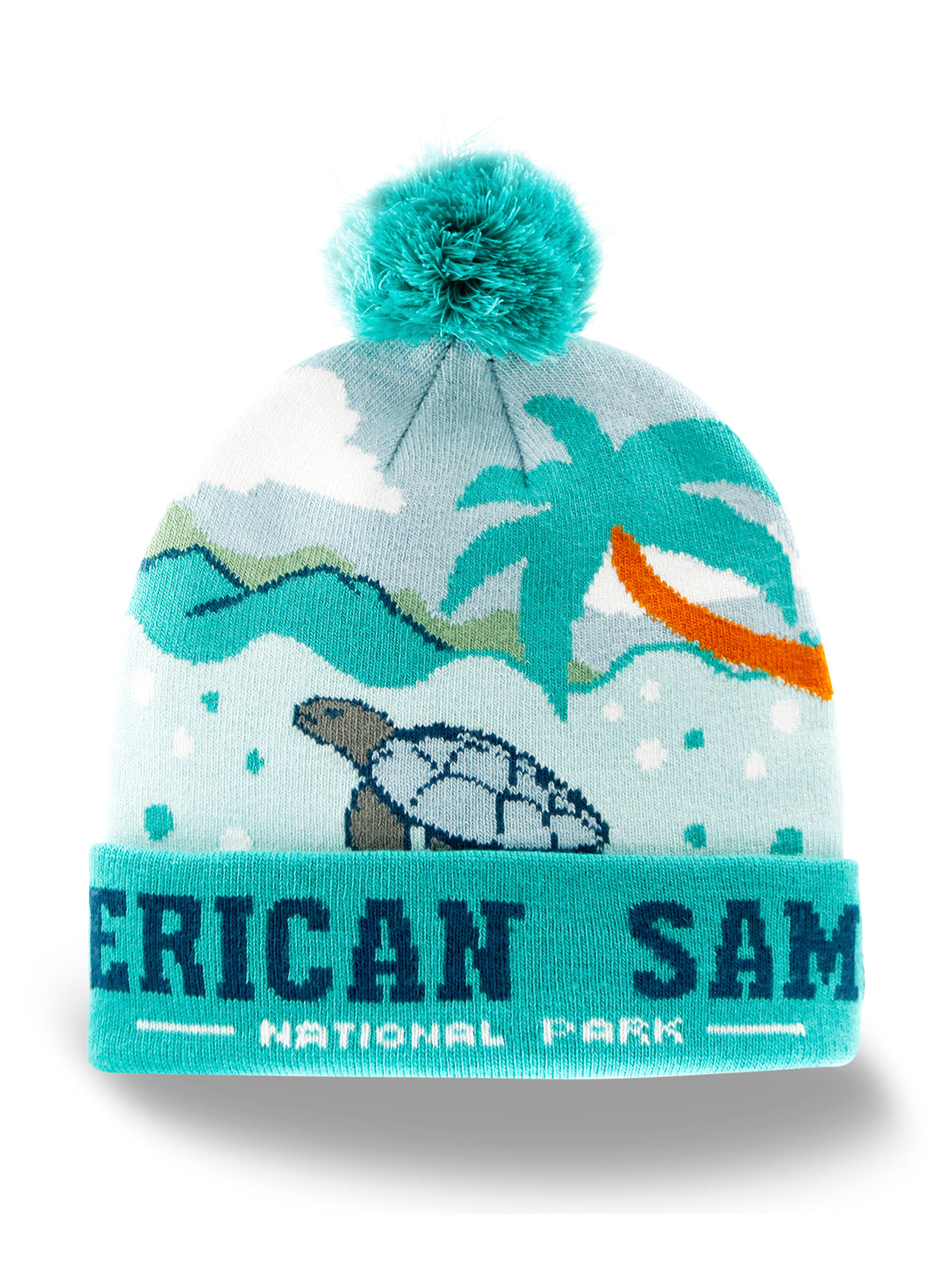 American Samoa National Park Beanie Hat Winter Knit Pom Pom Island Travel Souvenir
