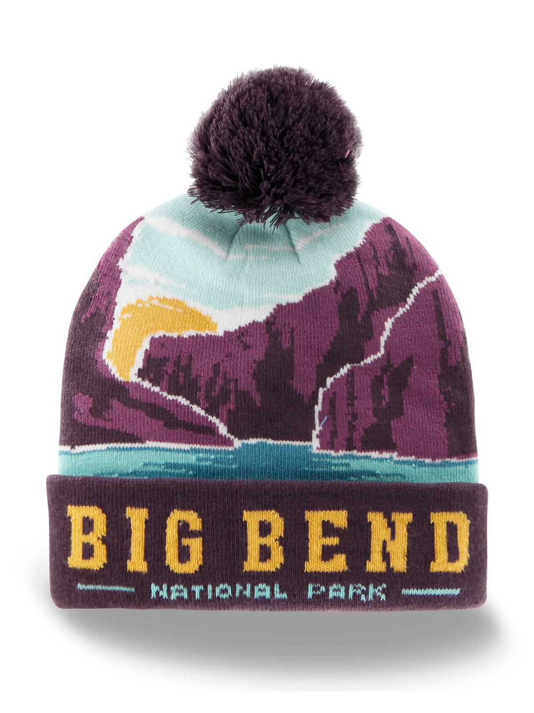 Big Bend National Park Beanie Hat Winter Knit Pom Cap Purple Canyon Souvenir