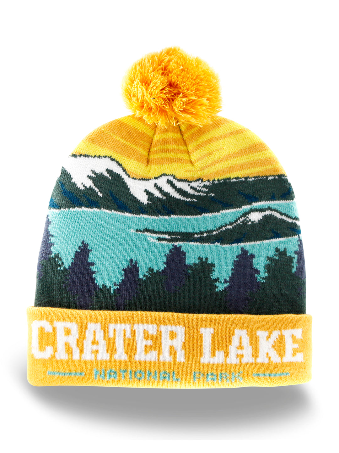 Crater Lake National Park Beanie Hat with Lake Mountain Pom Winter Hiking Gift