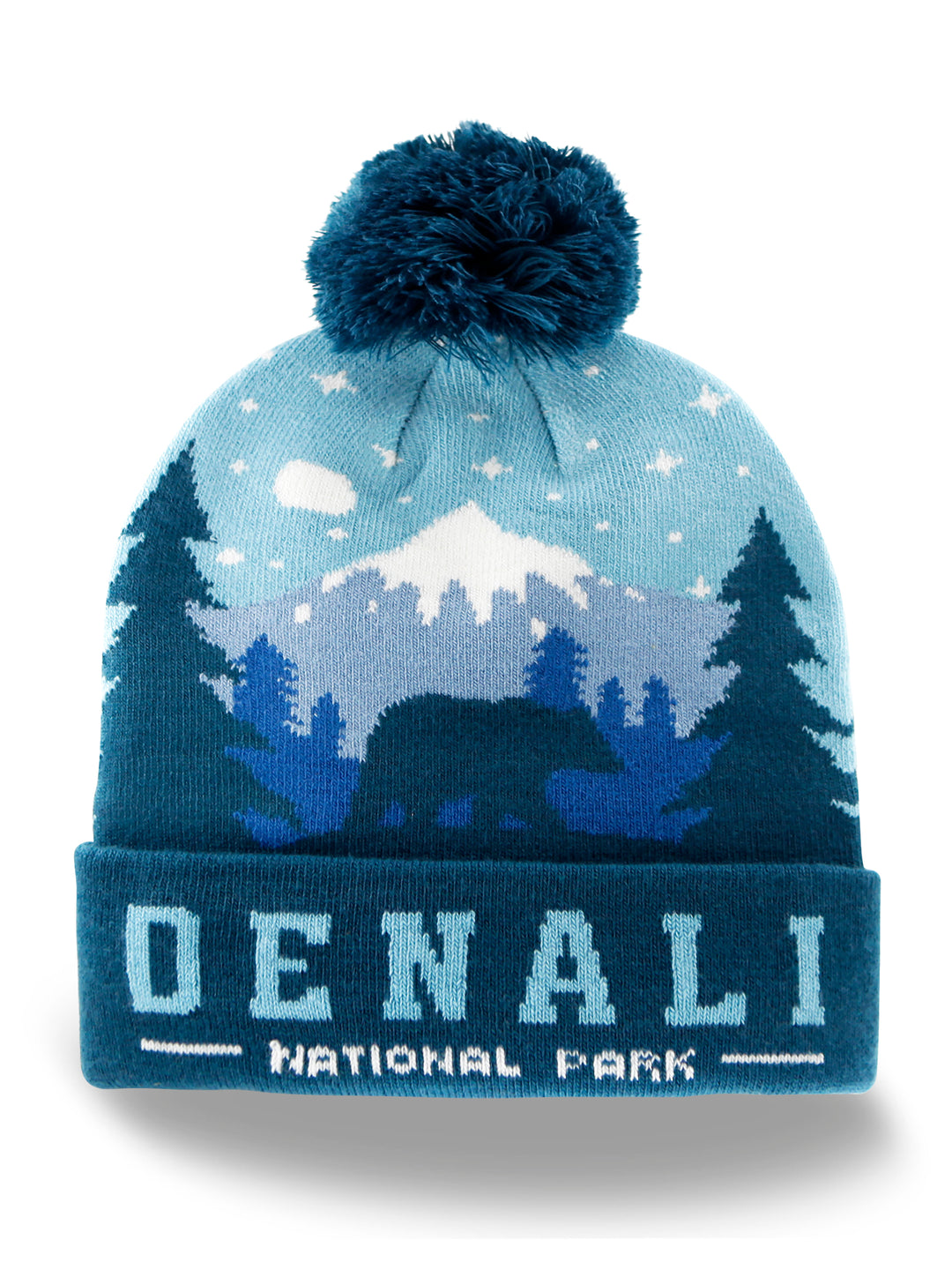 Denali National Park Beanie Hat Winter Knit Pom Pom Hiking Alaska Souvenir