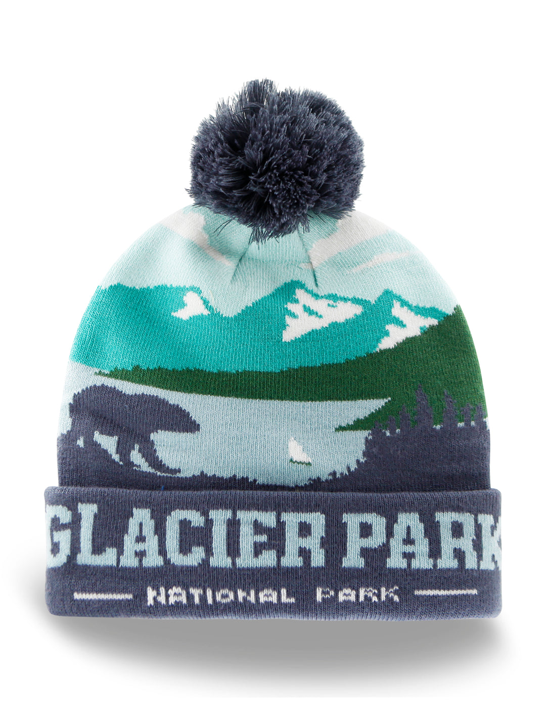 Glacier National Park Beanie Hat Winter Knit Pom Pom Hiking Souvenir
