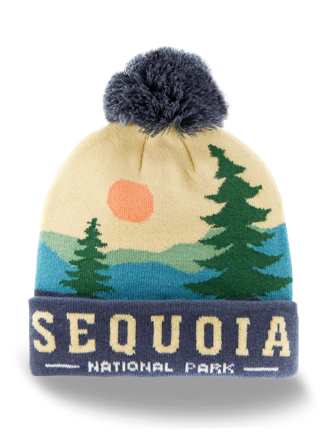 Sequoia National Park Beanie Hat with Pom Pom Winter Knit Cap Hiking Travel Gift