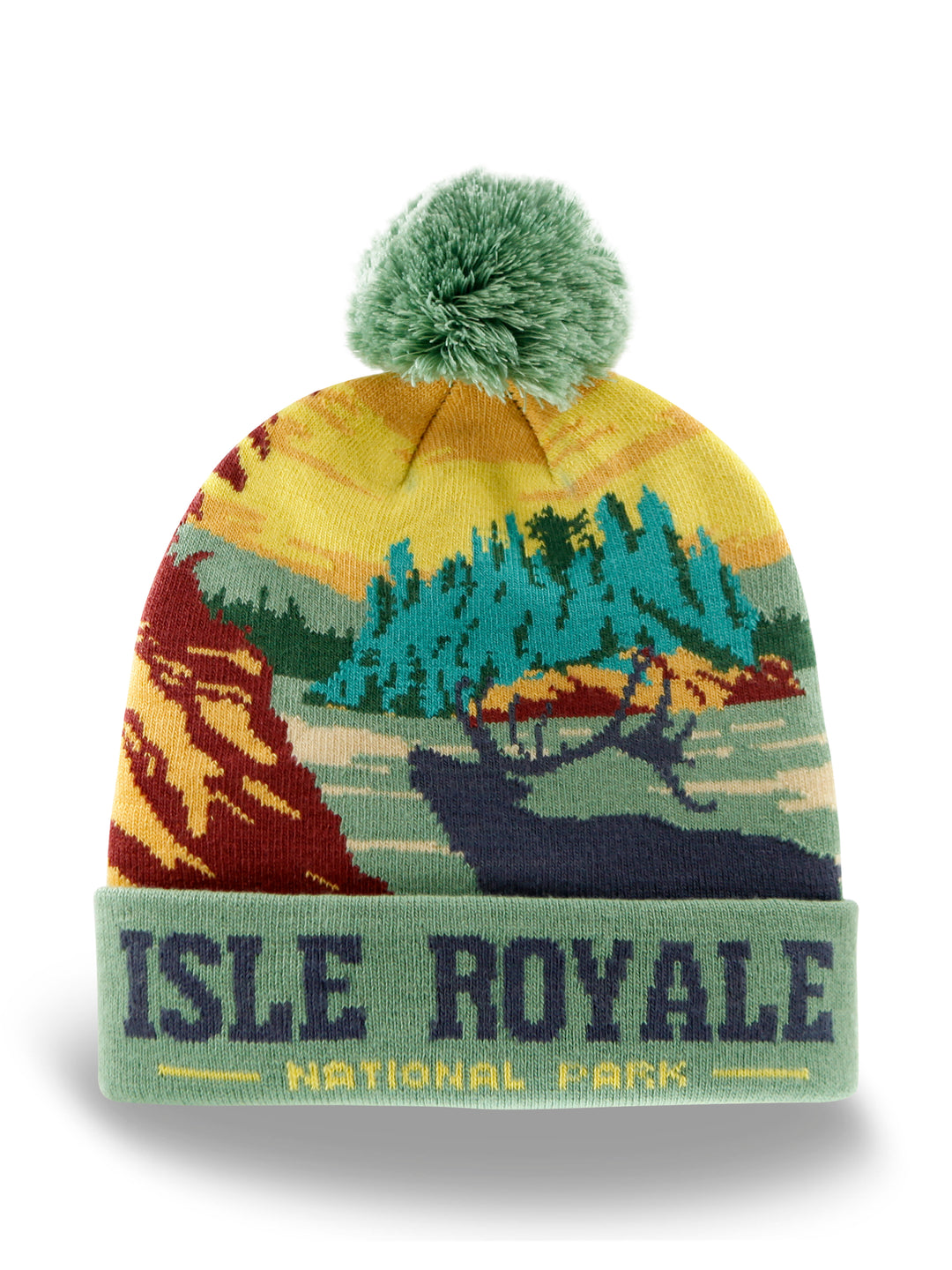 Isle Royale National Park Beanie Hat Winter Knit Pom Cap Moose Outdoor Souvenir