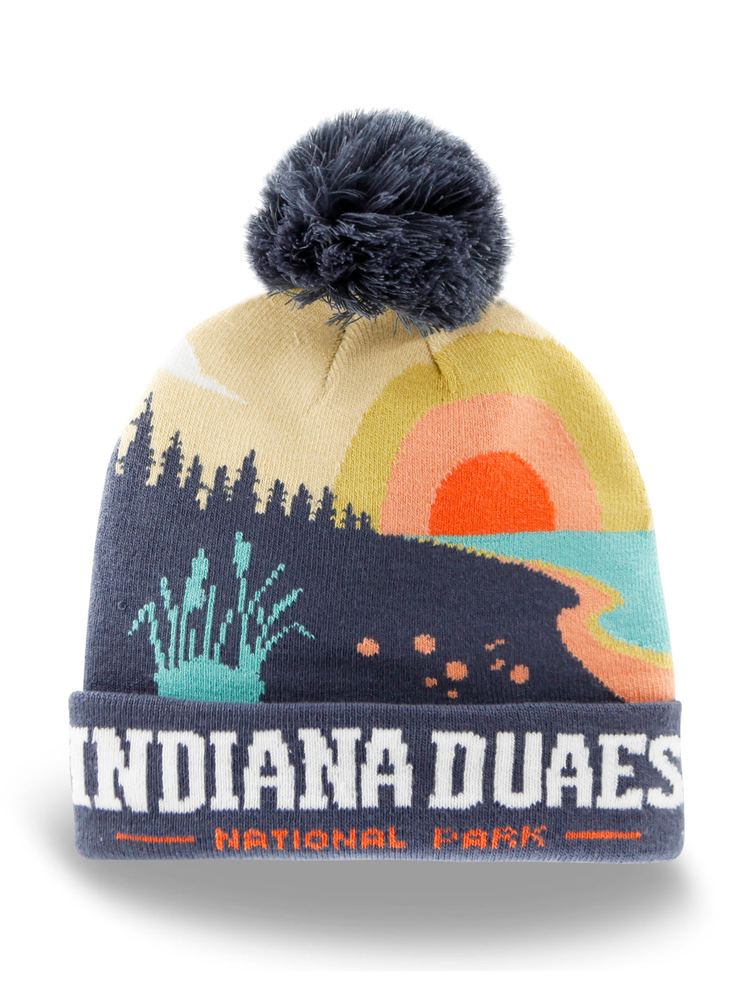 Indiana Dunes National Park Beanie Hat with Pom Pom Winter Knit Cap Outdoor Hiking Gift