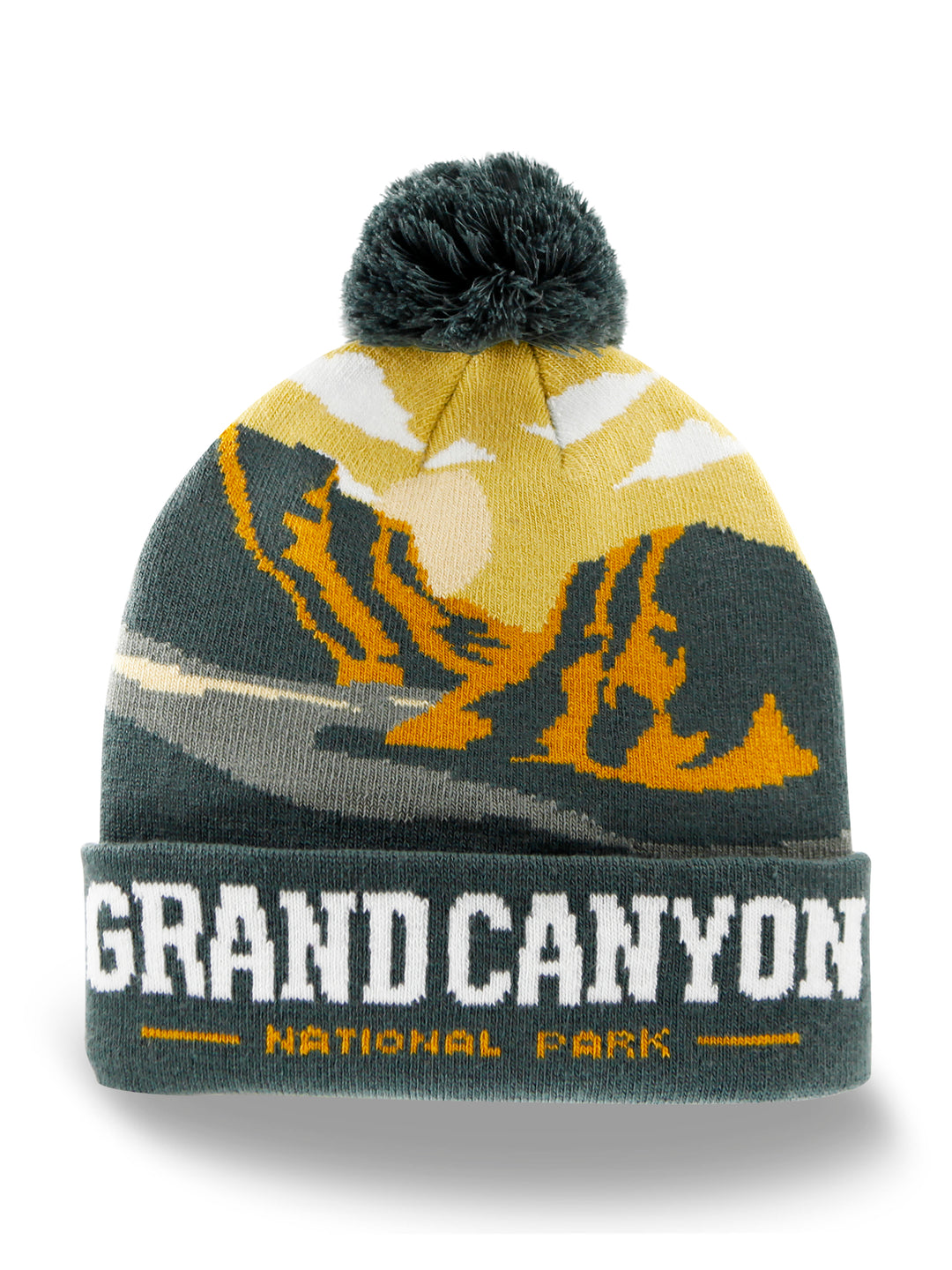 Grand Canyon National Park Beanie Hat with Sunset Canyon Design Pom