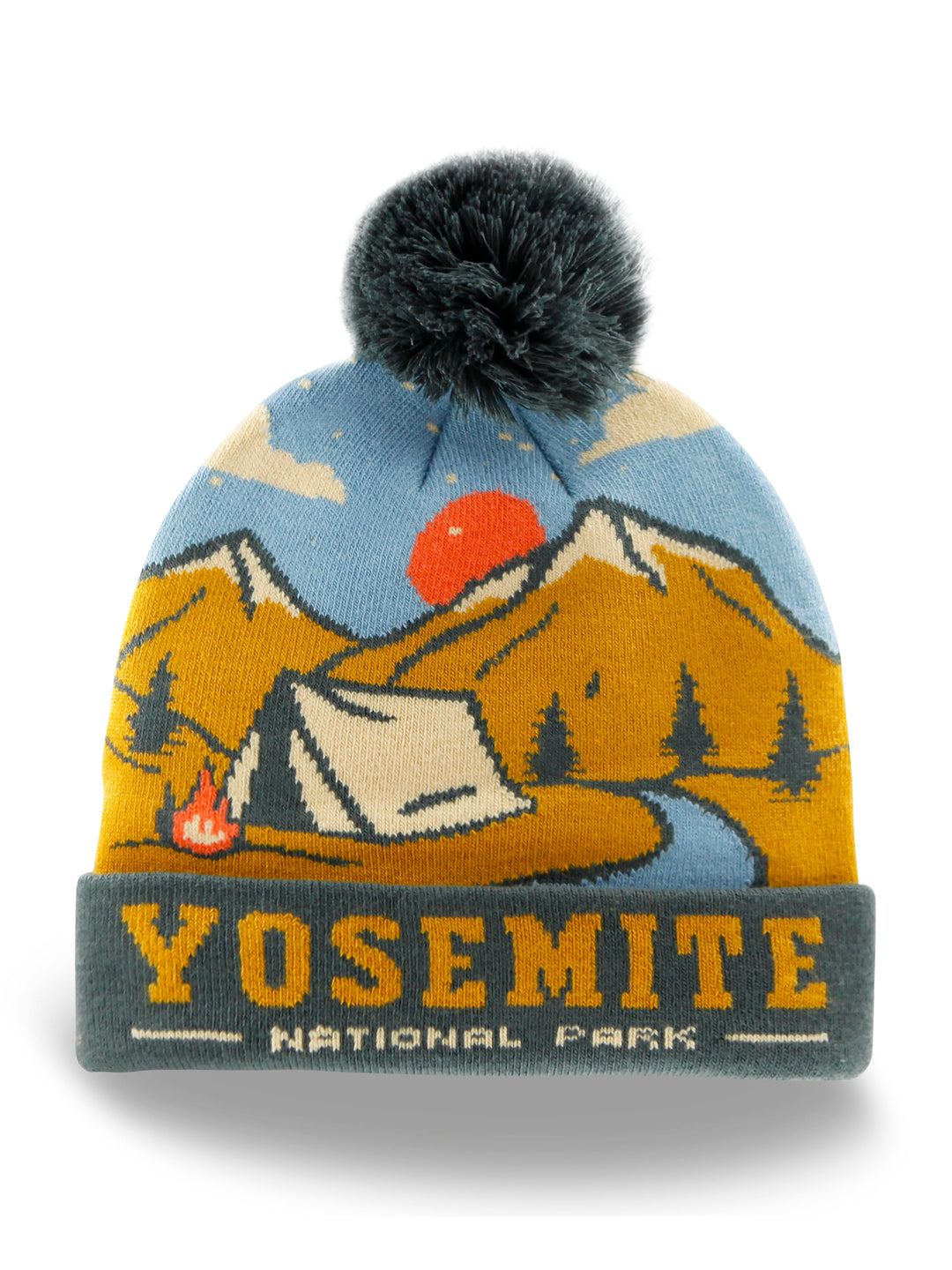 Yosemite National Park Knit Beanie Hat with Pom Pom Winter Outdoor Camping Adventure Cap