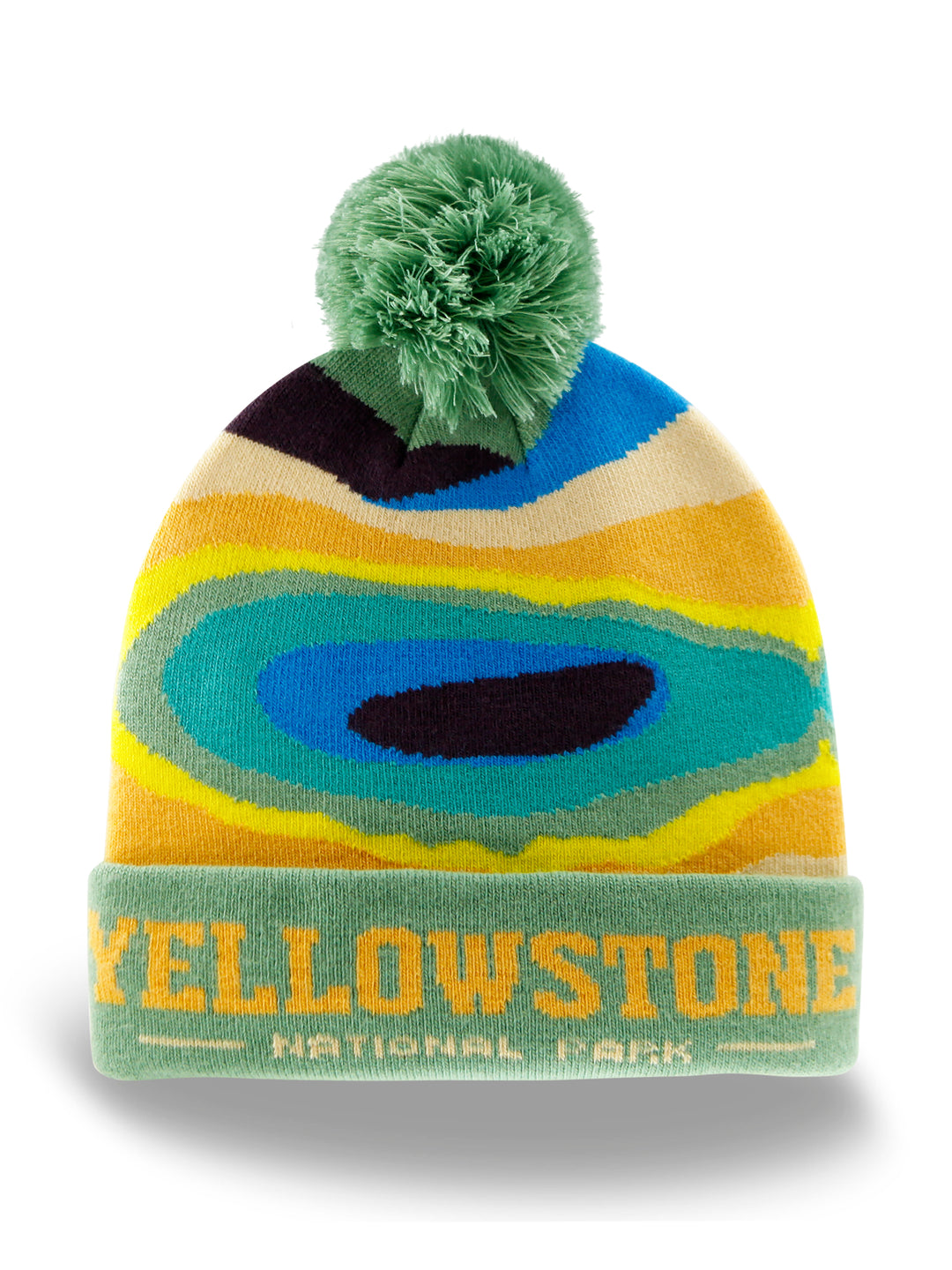 Yellowstone National Park Beanie Hat Outdoor Hiking Knit Cap with Hot Spring Pom Pom