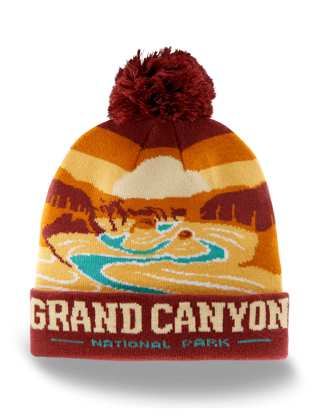 Grand Canyon National Park Beanie Hat with River Sunset Knit Pom Winter Cap
