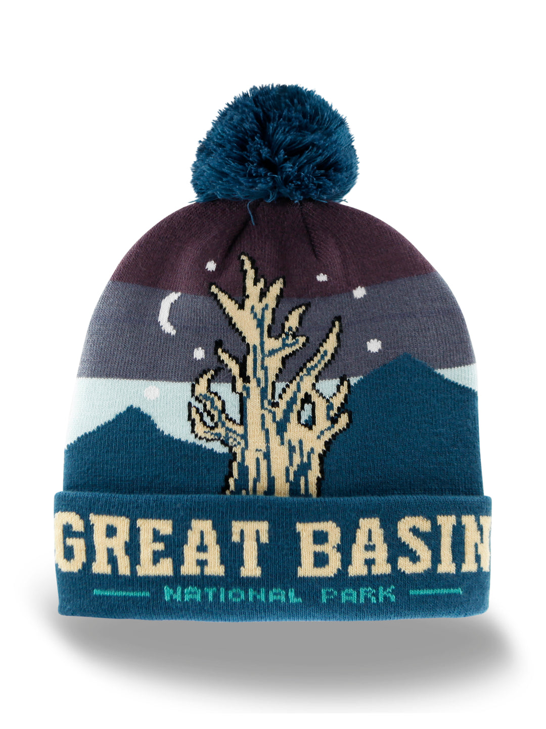 Great Basin National Park Beanie Hat Outdoor Hiking Knit Cap with Night Sky Tree Pom Pom