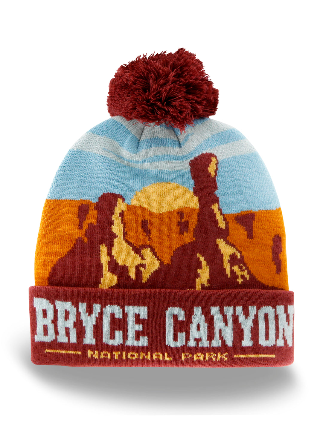 Bryce Canyon National Park Beanie Hat with Hoodoo Rock Sunset Knit Pom Winter Cap