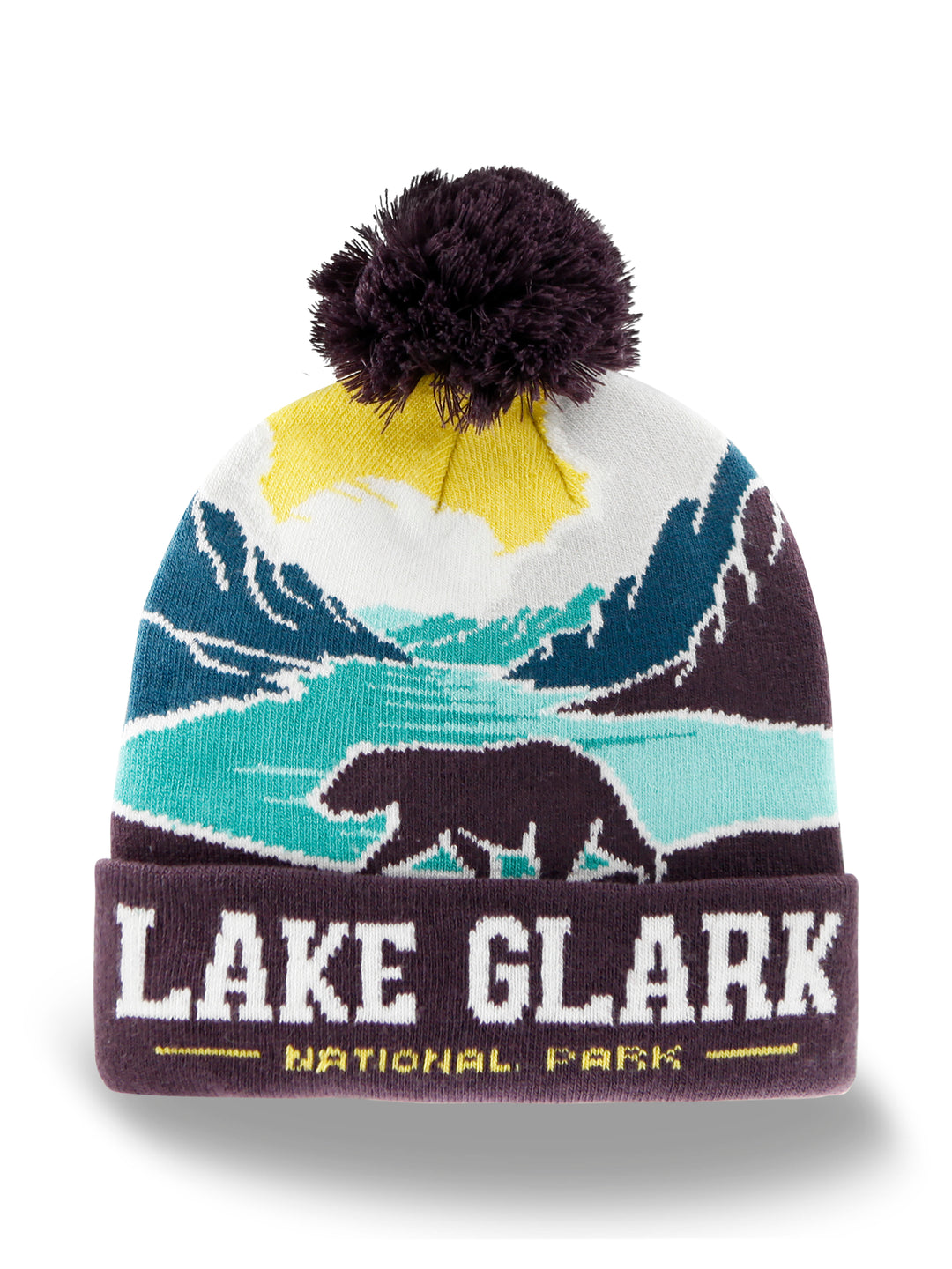Lake Clark National Park Knit Beanie Hat with Pom Pom Winter Outdoor Bear Design Cap