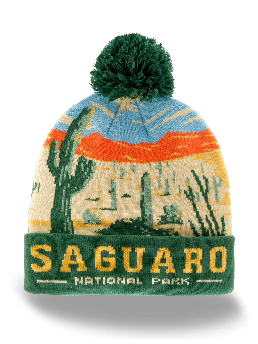 Saguaro National Park Beanie with Desert Cactus Sunset, Warm Knit Hat for Hiking