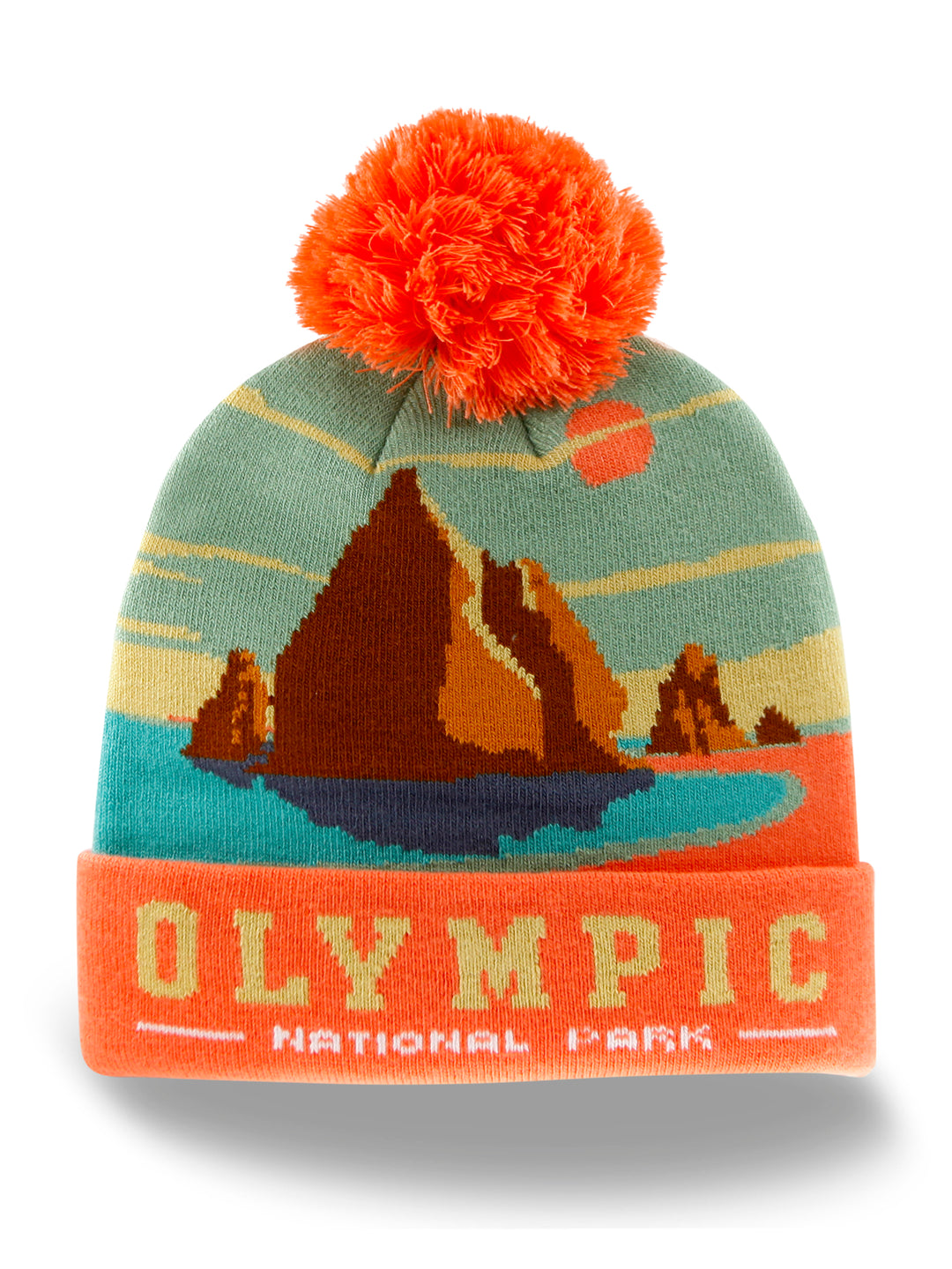 Olympic National Park Knit Beanie Hat with Pom Pom Winter Outdoor Adventure Cap