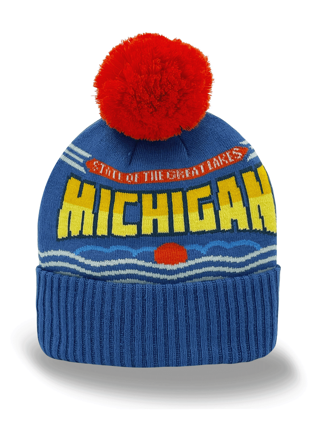 Michigan Pom Pom Knit Beanie Hat – Great Lakes Winter Warm Travel Souvenir Gift