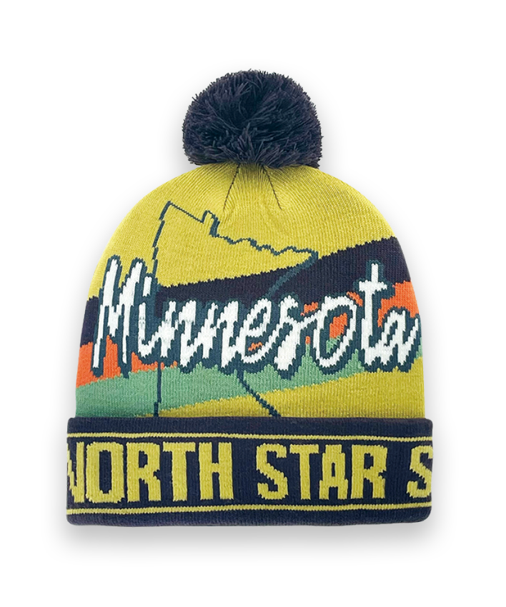 Minnesota Knit Beanie Winter Hat with Pom Pom The North Star State Souvenir