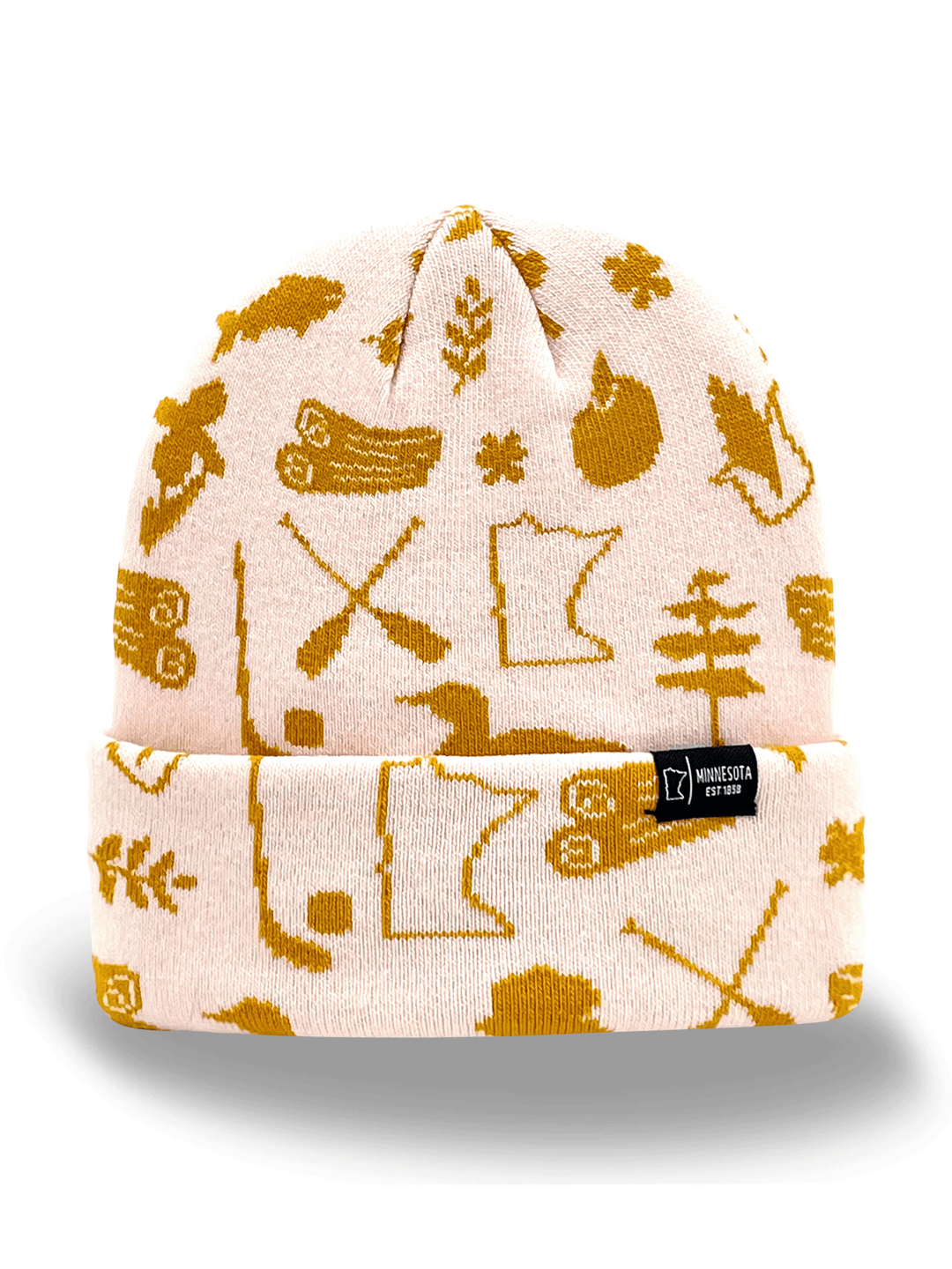 Minnesota State Icons Knit Beanie Hat for Travel, Hiking, Outdoor Adventure Souvenir Gift