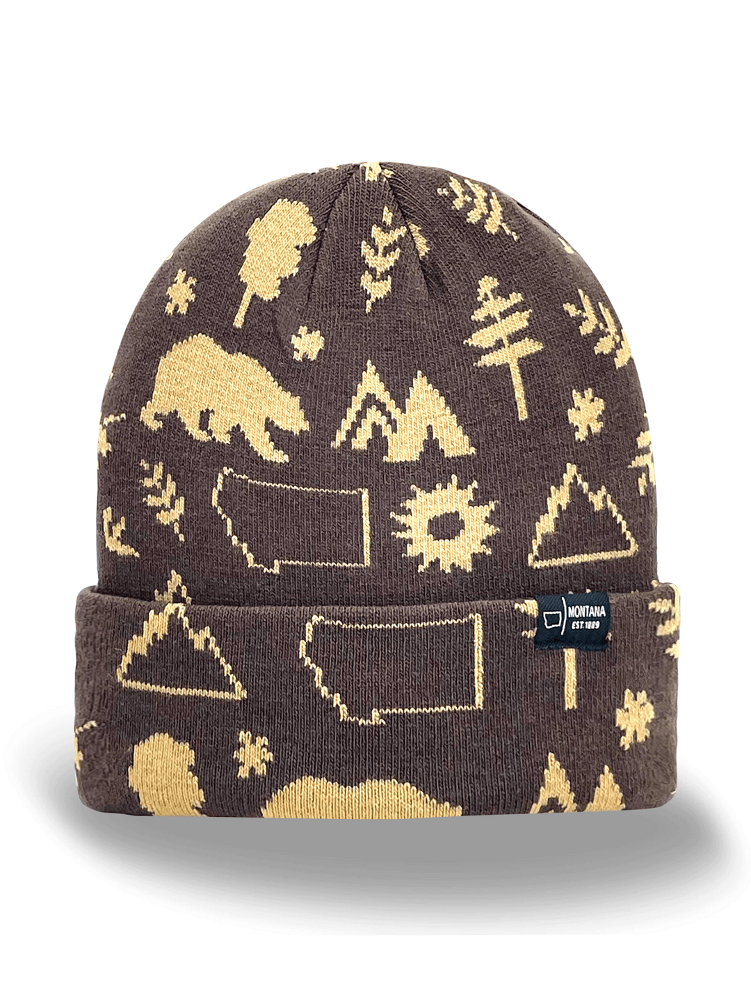 Montana Knit Beanie Hat – State Icons, Winter Warm, Outdoor Adventure Souvenir Gift