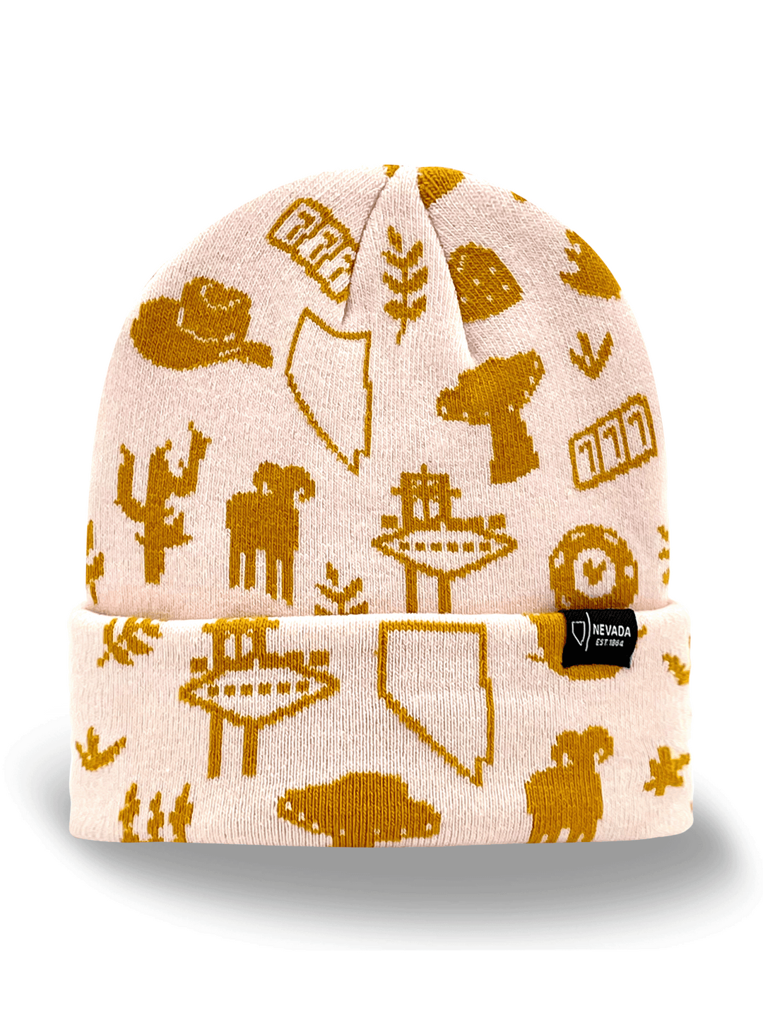 Nevada Knit Beanie Hat – State Icons, Winter Warm, Desert Travel Souvenir Gift