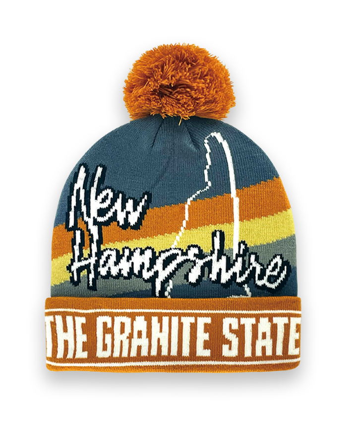 New Hampshire Knit Beanie Winter Hat with Pom Pom The Granite State Souvenir