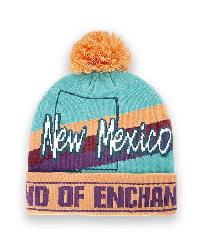 New Mexico Knit Beanie with Pom Pom Winter Hat Land of Enchantment Souvenir Gift