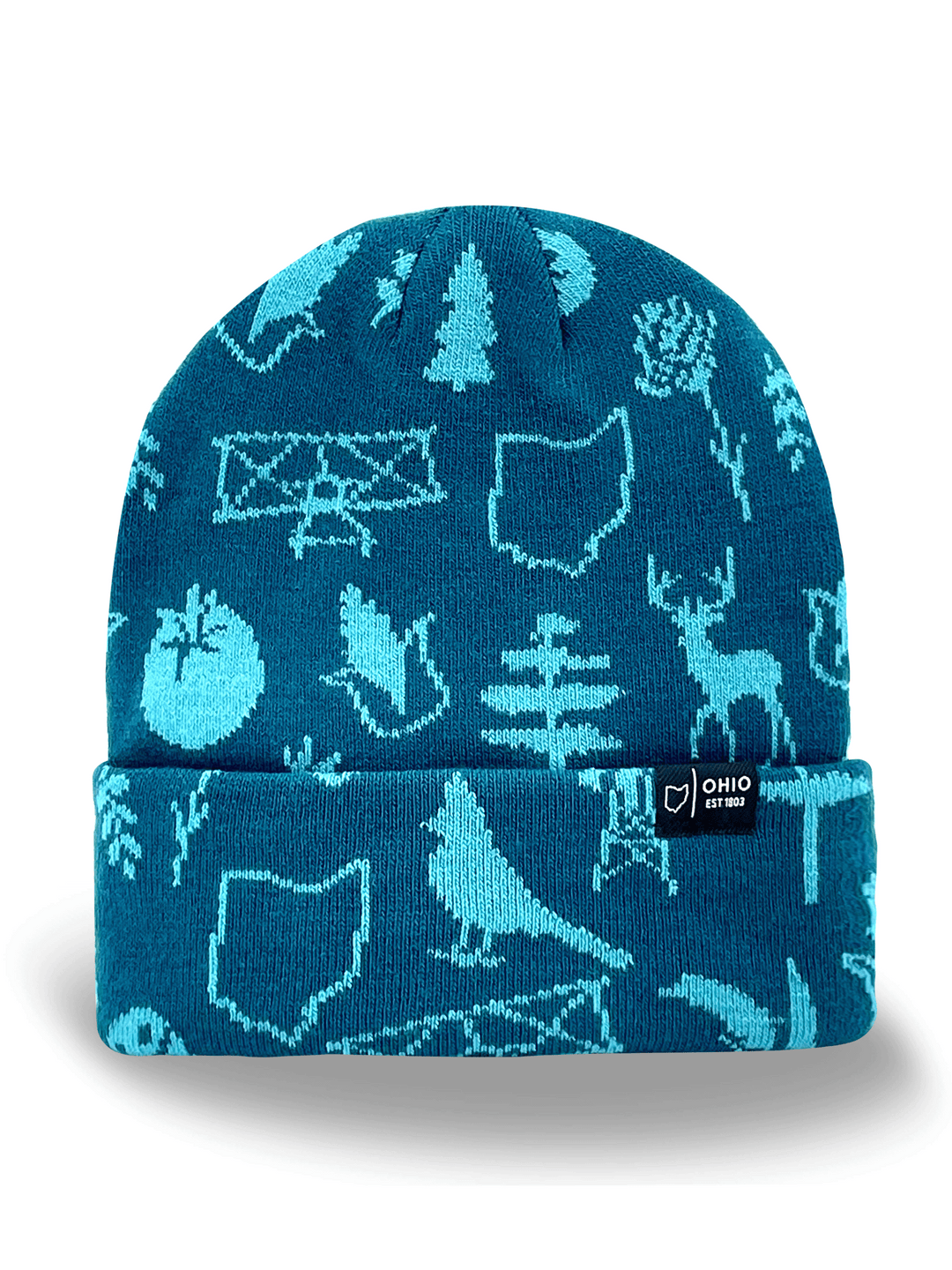 Ohio State Icons Knit Beanie Hat for Travel, Hiking, Outdoor Adventure Souvenir Gift
