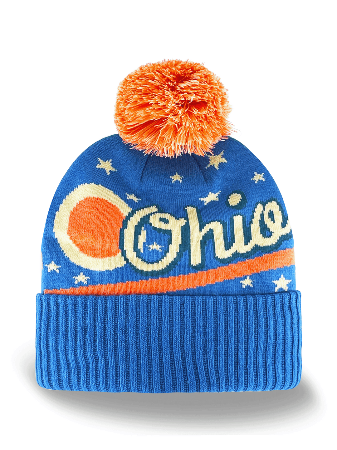 Ohio Beanie Winter Knit Hat with Pom Pom Starry Sky Design