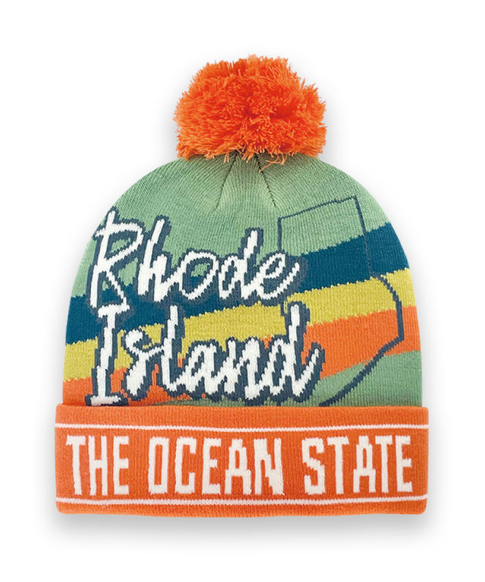 Rhode Island Knit Beanie Winter Hat with Pom Pom The Ocean State Souvenir