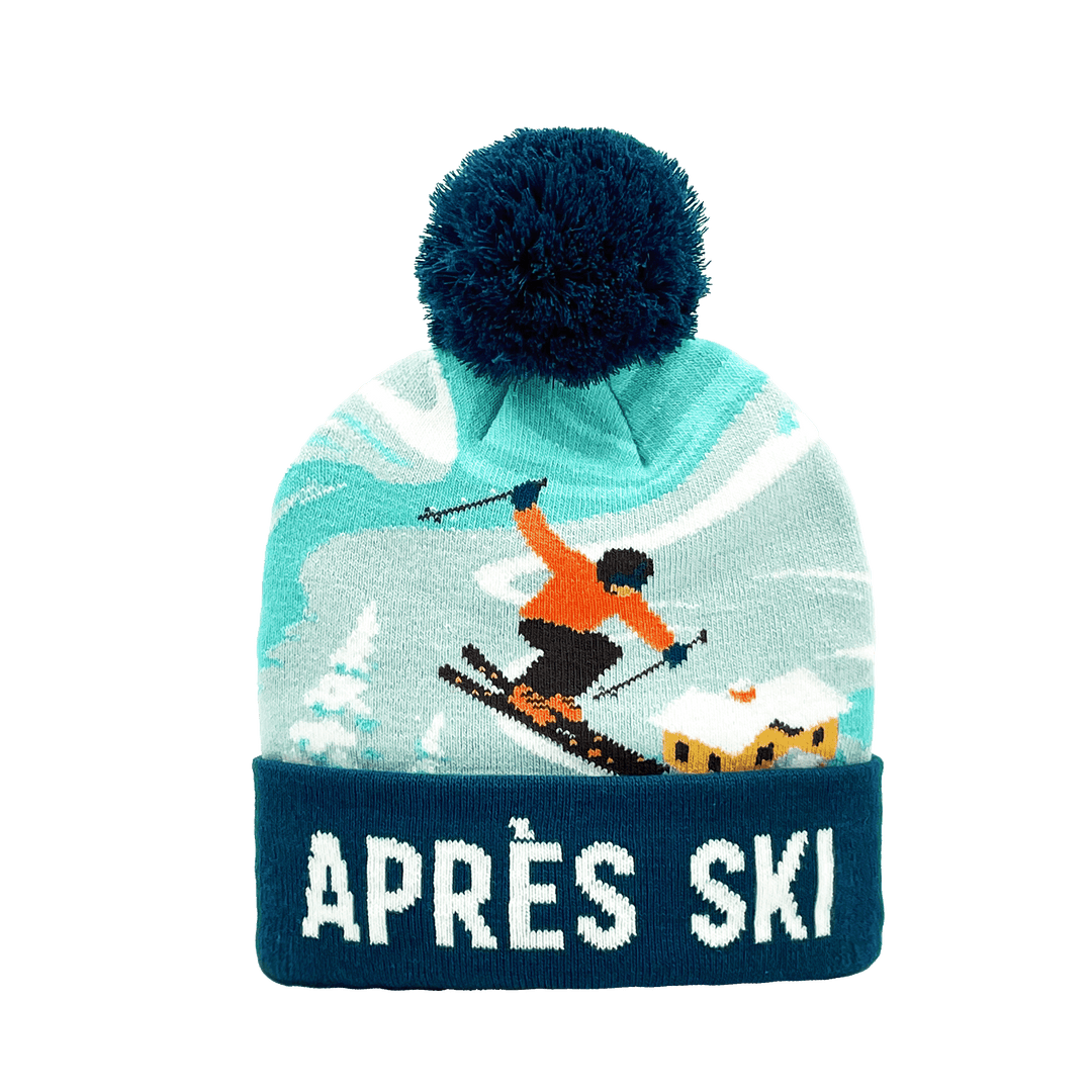 Après Ski Knit Beanie Winter Hat with Pom Pom for Cold Weather Sports