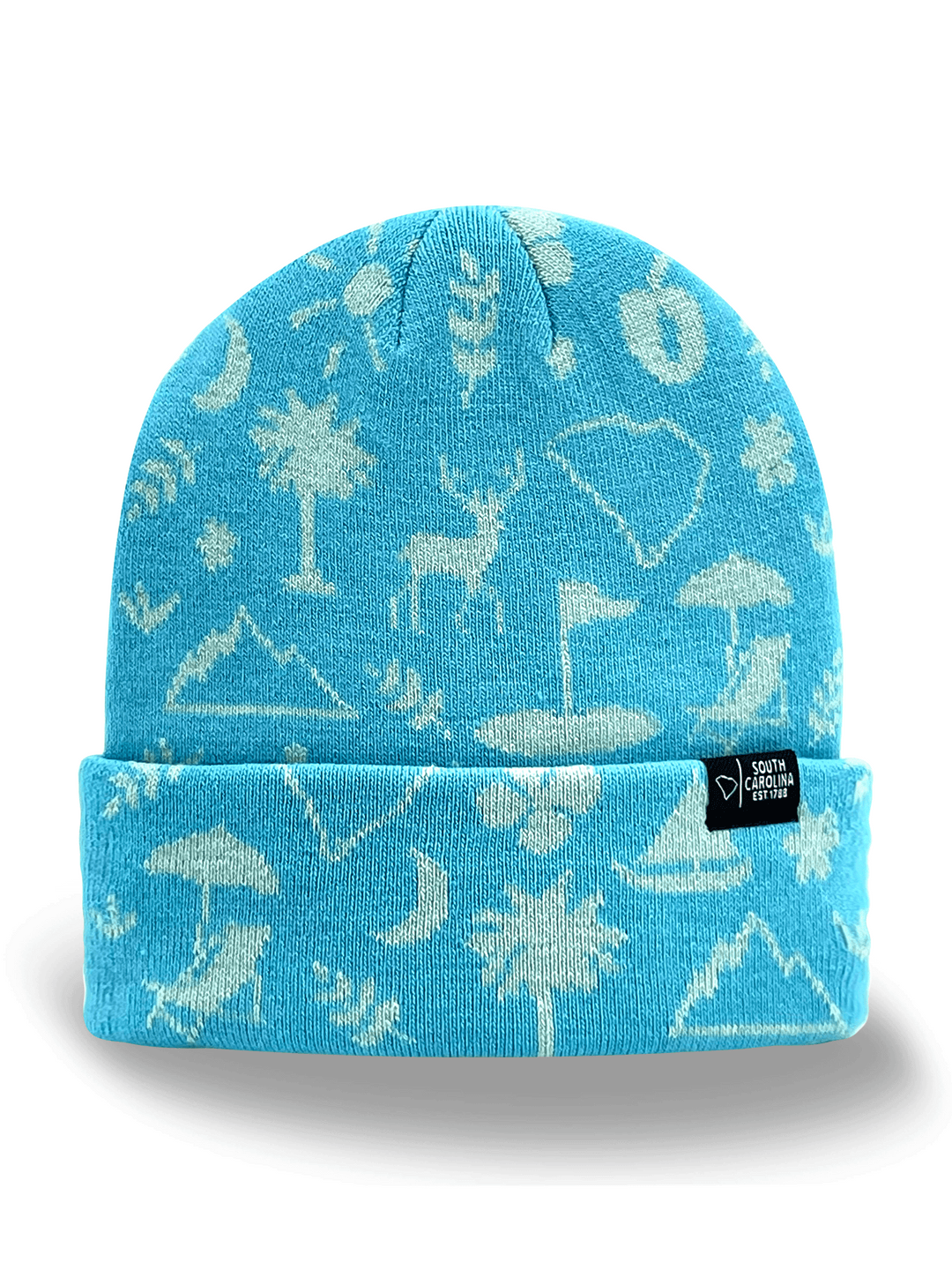 South Carolina State Icons Knit Beanie Hat for Beach, Travel, Outdoor Adventure Gift