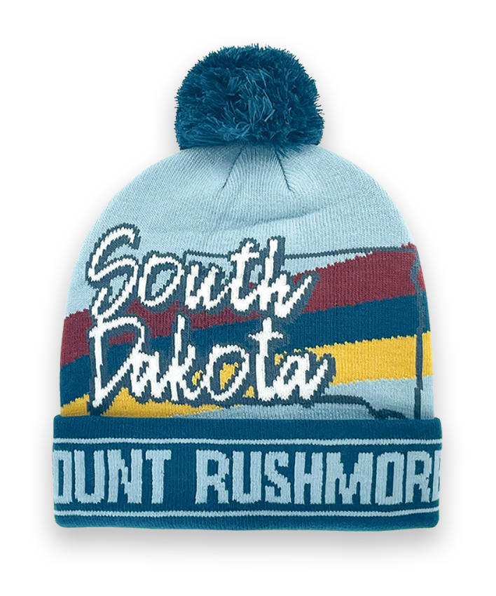 South Dakota Knit Beanie with Pom Pom Winter Hat Mount Rushmore Souvenir Gift