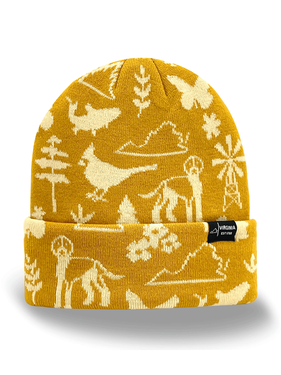 Virginia State Map Pattern Knit Beanie Hat for Outdoor Winter Travel