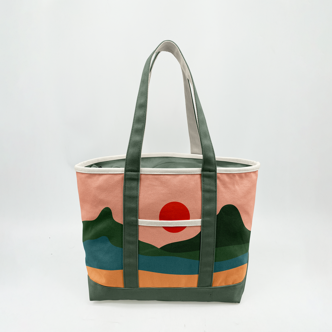 Minimalist Mountain Landscape Canvas Tote Bag