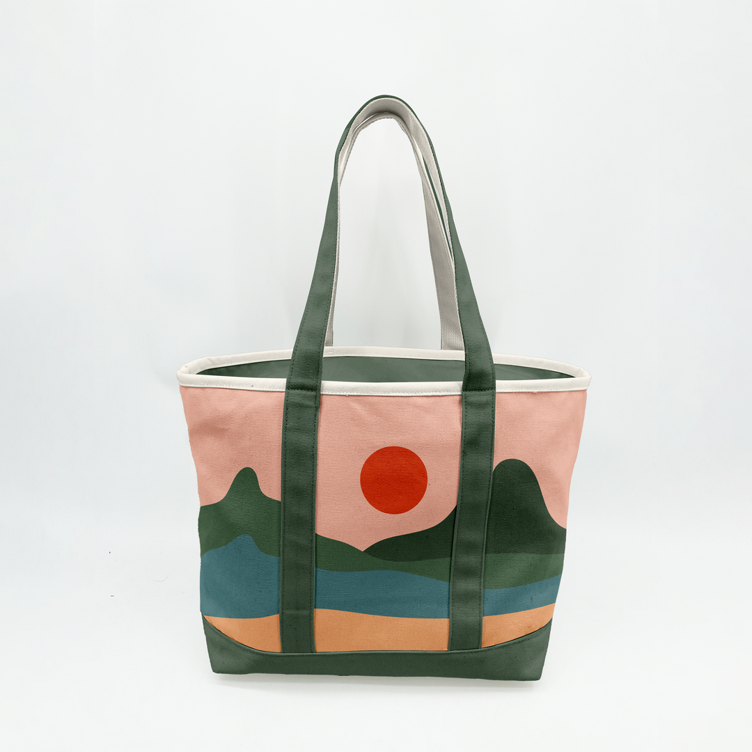 Minimalist Mountain Landscape Canvas Tote Bag