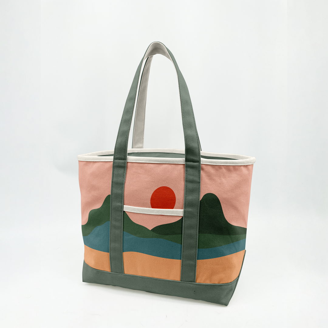 Minimalist Mountain Landscape Canvas Tote Bag
