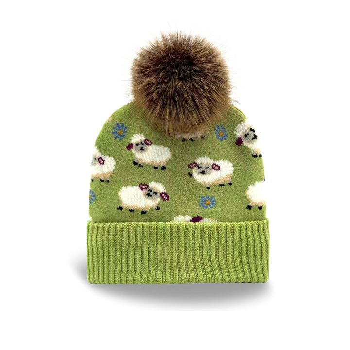 Kids Sheep Pattern Pom Knit Beanie Winter Hat