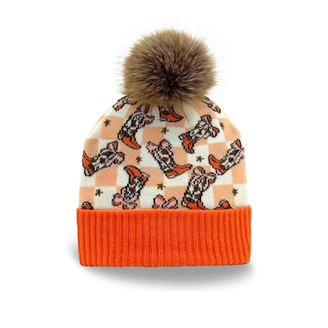 Kids Pattern Pom Knit Beanie Winter Hat