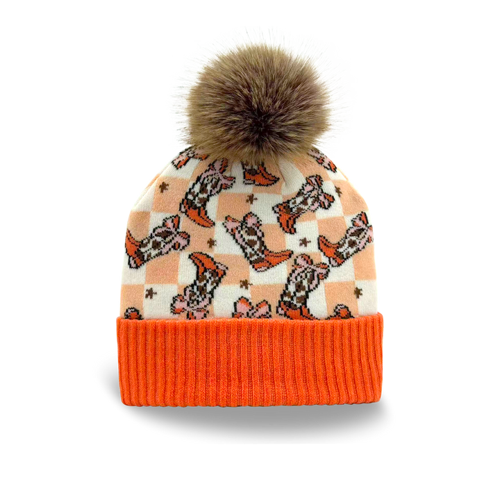 Kids Pattern Pom Knit Beanie Winter Hat