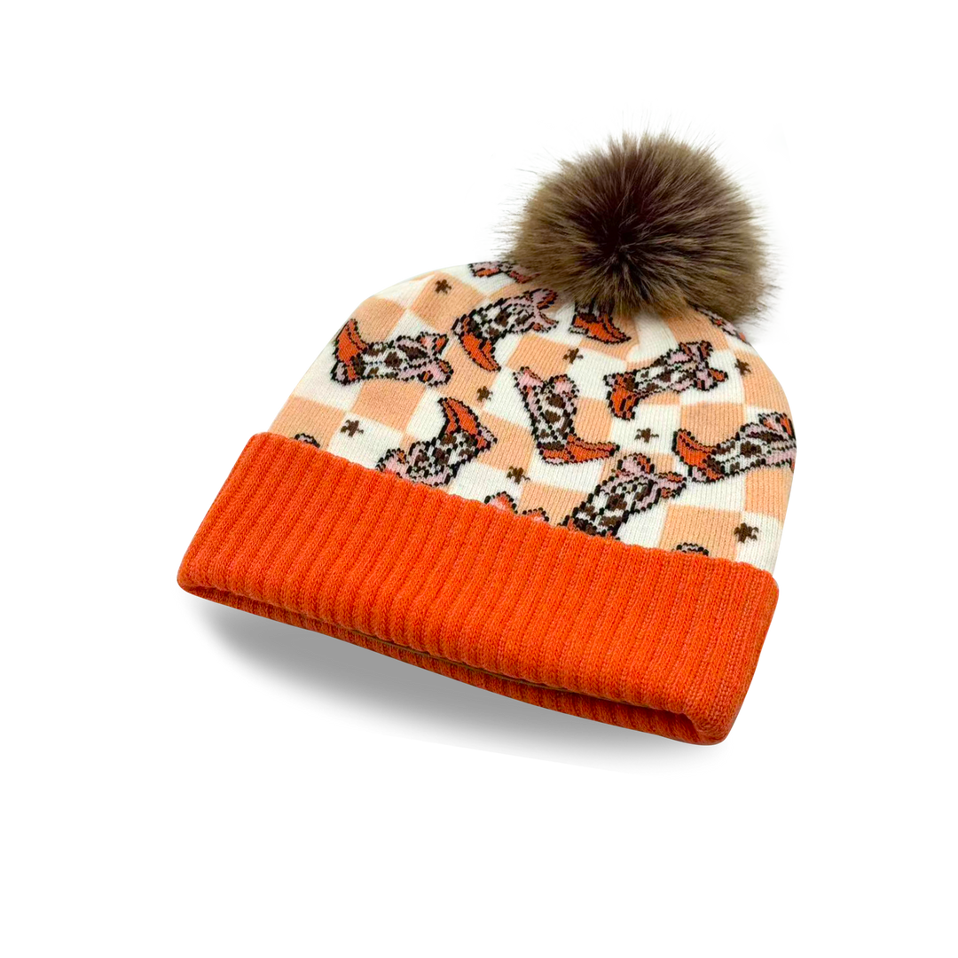 Kids Pattern Pom Knit Beanie Winter Hat