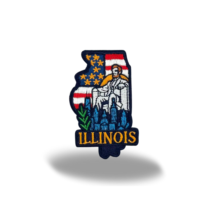 Illinois State Embroidered Patch – Lincoln & Skyline Design