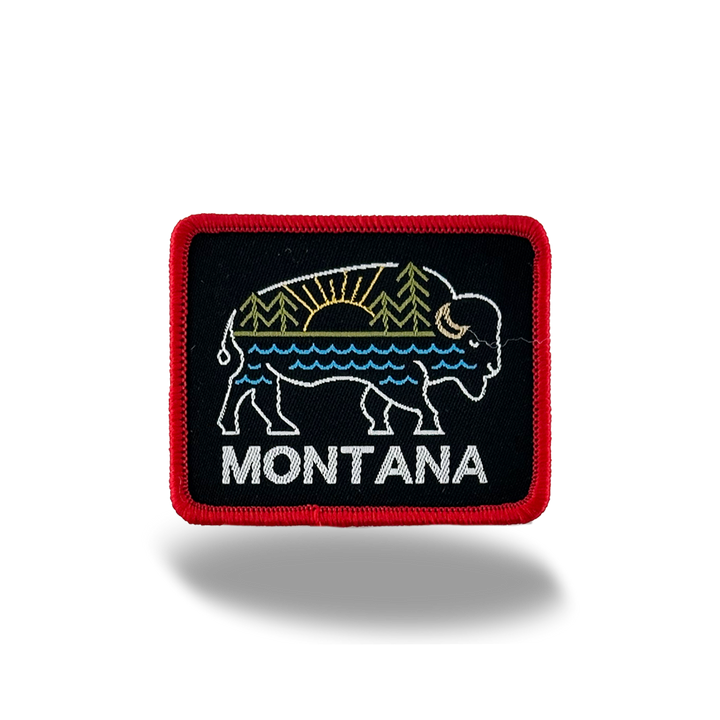 Montana Bison Landscape Embroidered Iron-On Patch