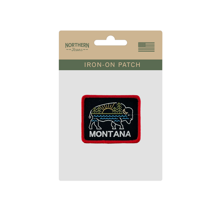 Montana Bison Landscape Embroidered Iron-On Patch