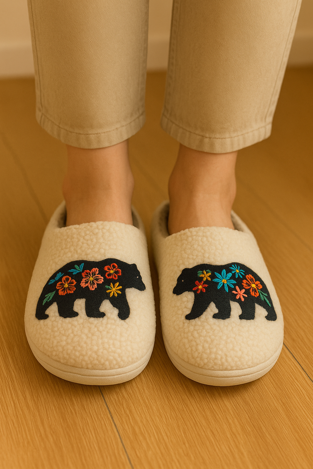 Floral Bear COZY SLIPPERS