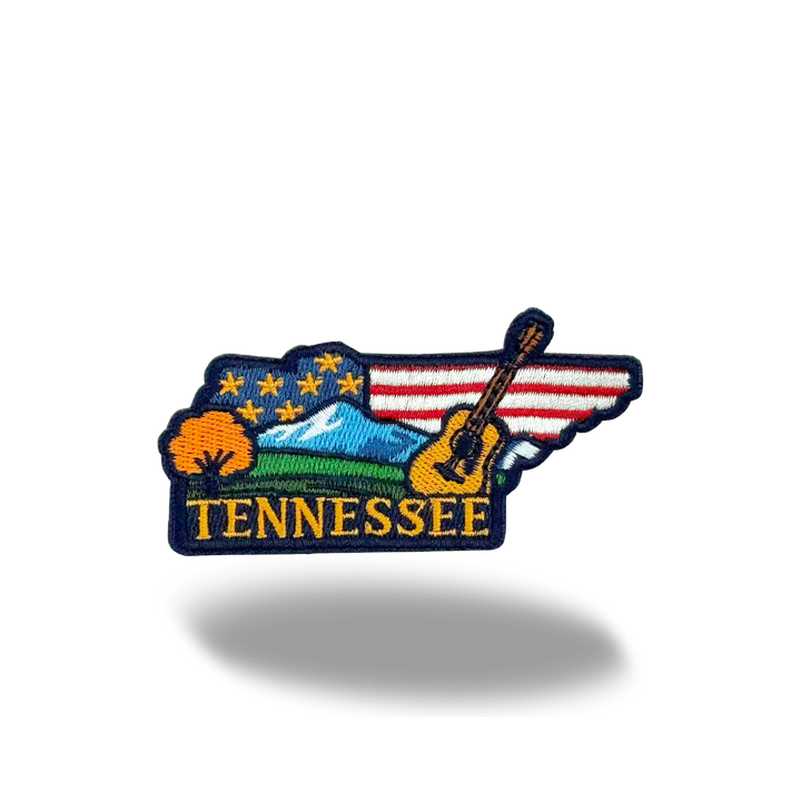 Tennessee State Embroidered Patch with Mountains Guitar Nature Travel Souvenir Design