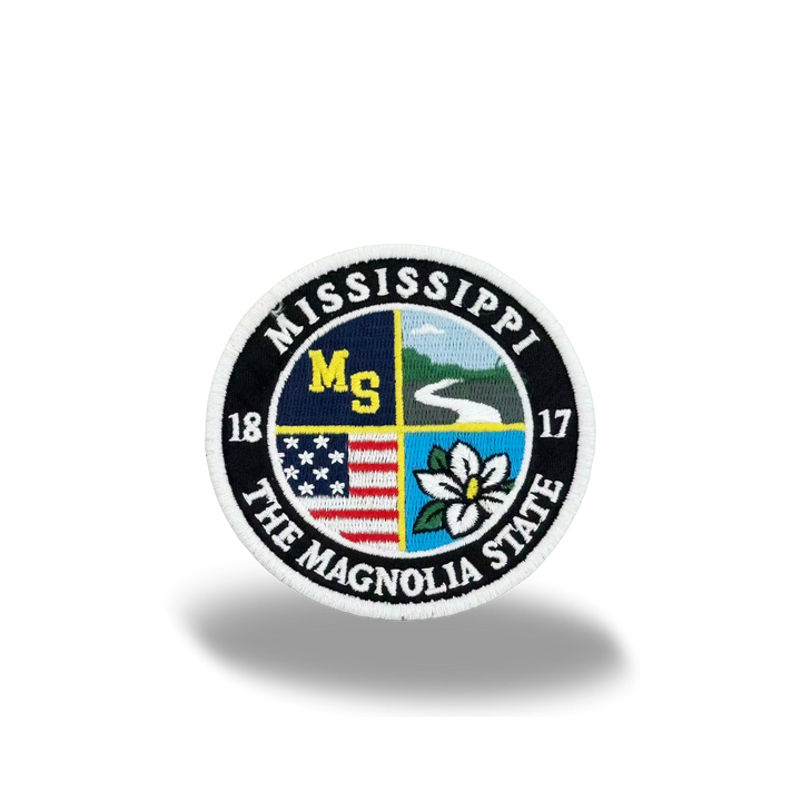 Mississippi Magnolia State Embroidered Iron-On Patch