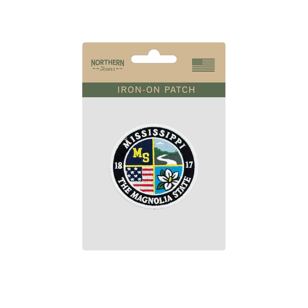 Mississippi Magnolia State Embroidered Iron-On Patch